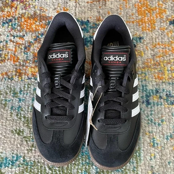 Adidas Samba Classic Leather Sneakers Black White Light Brown WOMEN'S 6.5 - Picture 2 of 11